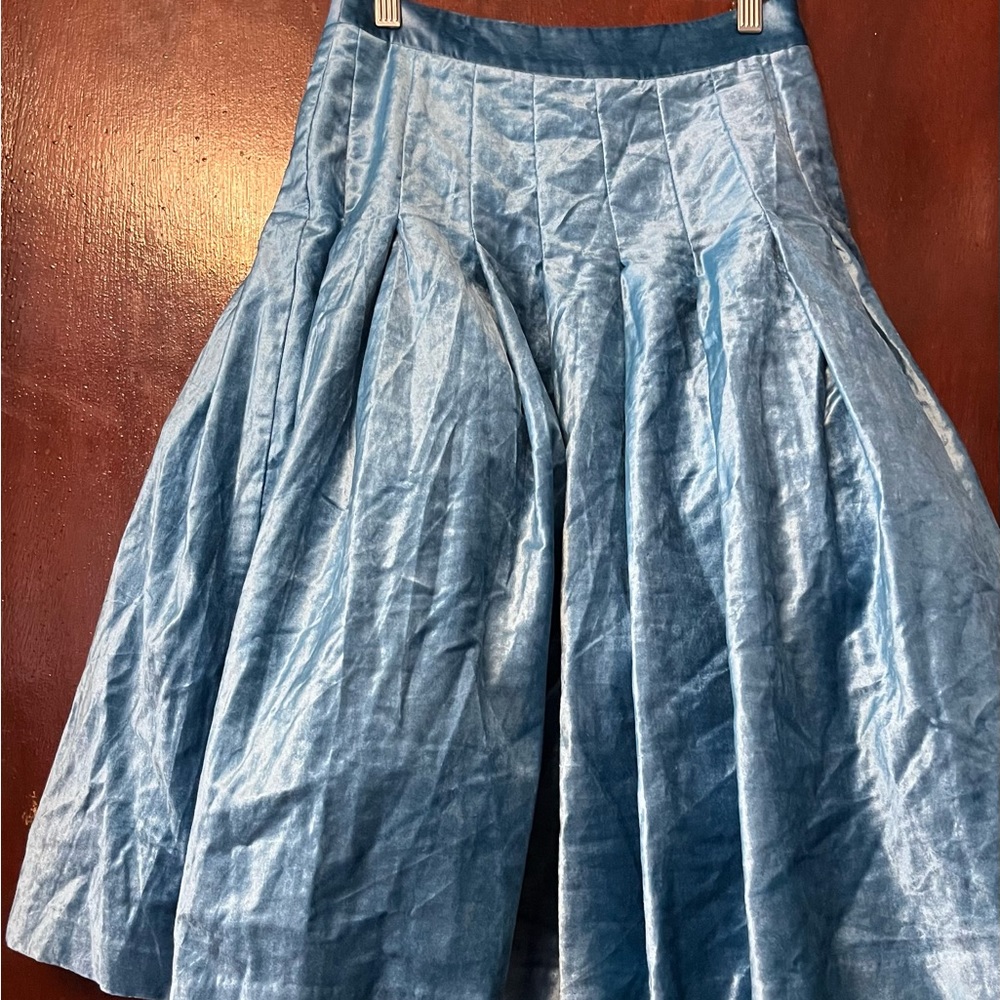 Tracy Reese Baby Blue Velvet Skirt